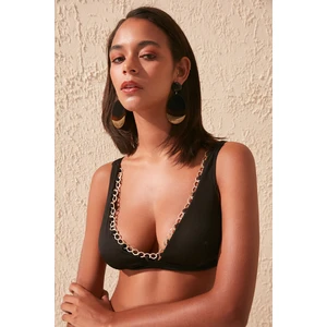 Trendyol Black Chain Szczegółowy teksturowany top od bikini