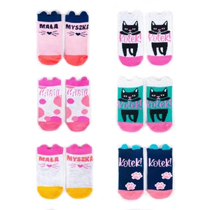 Yoclub Kids's Cotton Baby Girls' Socks Patterns Colors 6-pack SKC/3D-EARS/6PAK/GIR/001