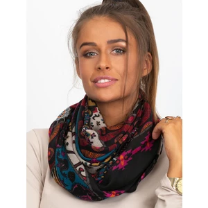 Black scarf with a folk pattern