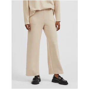 Beige wide shortened trousers VILA Emely - Women