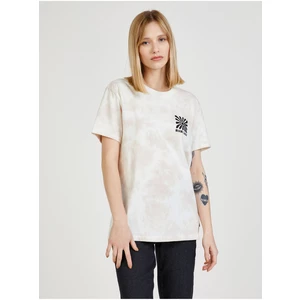 Růžovo-bílé dámské vzorované tričko VANS - Dámské