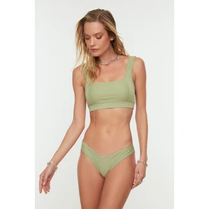 Trendyol Khaki Textured V Cut Bikini Bottoms