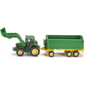 SIKU Farmer 1843 - John Deere s čelním nakladačem a přívěsem 1:87