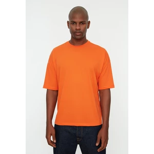 Trendyol Orange Men's Basic Crew Neck Oversize Short Sleeve T-Shirt