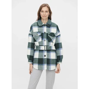 White-Green Plaid Shirt Jacket Pieces - Women