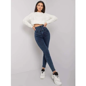 Blue jeans with a high waist
