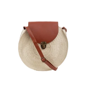 Round, knitted beige handbag