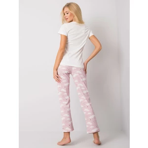 Two-piece white pajamas with a print