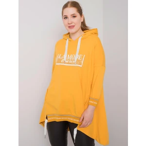 Dark yellow women's plus size sweatshirt with pocket