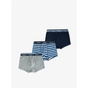 Set of three men's boxer shorts in gray and blue Pepe Jeans Judd - Men's