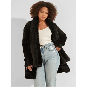 Black Women's Jacket made of artificial fur Guess Rebecca - Women