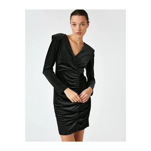 Koton Wadded Dress Evening Dress Velvet Short Metallic