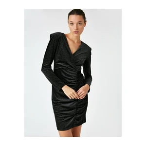 Koton Watded Dress Suknia Wieczorowa Velvet Short Metallic