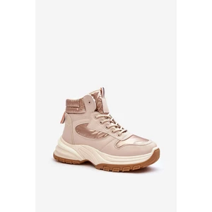 Women's insulated lace-up sports shoes Beige Dejana