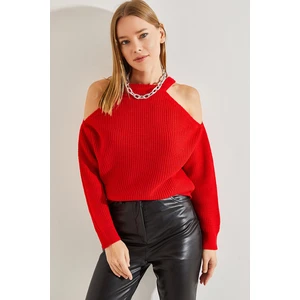 Bianco Lucci Women's Open-Shoulder Knitwear Sweater