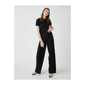 Koton Wide Leg Pants with Elastic Waist Pleated