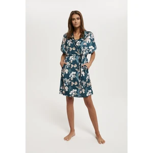 Scarlet women's bathrobe with short sleeves - print