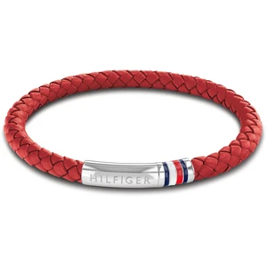 Tommy Hilfiger Červený kožený náramek s ocelovým zapínáním 2790404