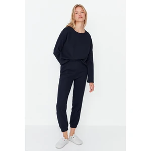 Trendyol Navy Blue Textured Knitted Pajamas Set