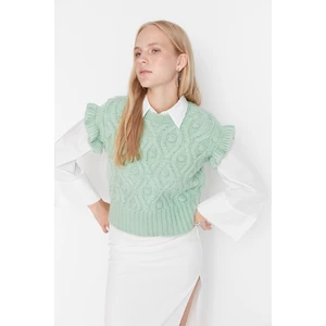Trendyol Mint Crop Soft Textured Knitwear Sweater