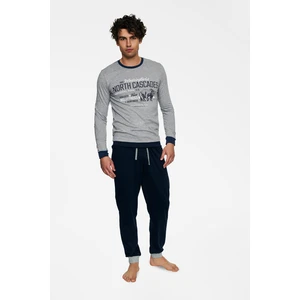 Pajamas Beast 40034-90X Melange-Navy Blue Melange Grey-Navy