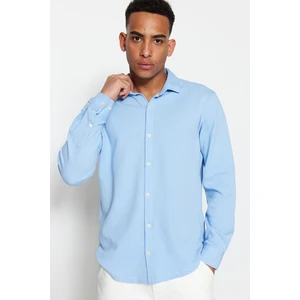 Trendyol Blue Men's Slim Fit Knitted Shirt