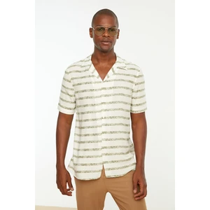 Trendyol Ecru Men's Regular Fit Cropped Collar Short Sleeves Lounging Shirt
