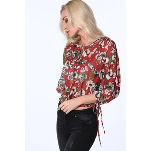 Blouse with red flower