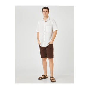 Koton Basic Shirt with Short Sleeves, Classic Collar, Pocket Detailed.