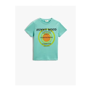 Koton Boys' Slogan Printed Short Sleeved T-Shirt Cotton