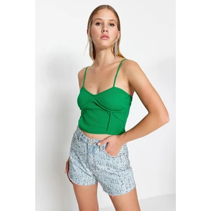 Trendyol Green Crop Knitted Blouse