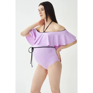 Dagi Women's Lilac Flounce Strapless Swimwear