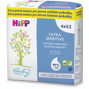 HiPP Babysanft Ultra sensitive vlhčené obrúsky bez parfumu (4x 52 ks)