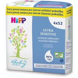 HiPP Babysanft Ultra sensitive vlhčené obrúsky bez parfumu (4x 52 ks)