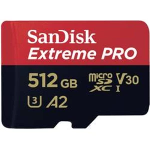 SanDisk Micro SDXC Extreme Pro 512GB + SD adaptér, UHS-I U3 A2, Class 10-rychlost 170/90 MB/s (SDSQXCZ-512G-GN6MA)