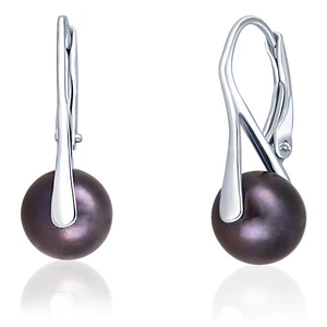 JwL Luxury Pearls Strieborné náušnice s pravou čiernou perlou JL0650
