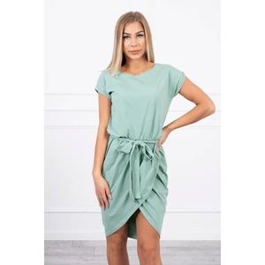 Tied dress with an envelope-like dark mint