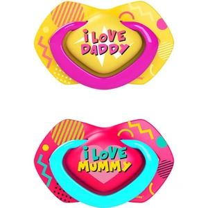 CANPOL BABIES Set symetrických silikonových dudlíků 18m+ Neon love růžový