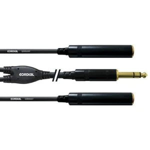 Kabelový adaptér Cordial CFY0.3VKK [1x jack zástrčka 6,3 mm - 2x jack zásuvka 6,3 mm], 30.00 cm, černá