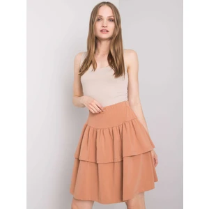 Camel flared mini skirt