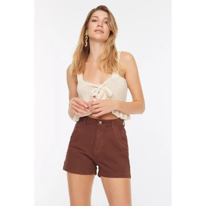 Trendyol Brown Pocket Detailed Denim Shorts