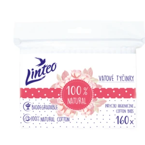 Linteo Natural Cotton Buds vatové tyčinky vo vrecúšku 160 ks