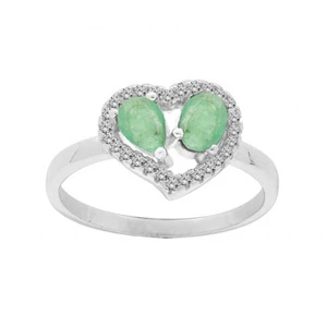 Brilio Silver Pôvabný strieborný prsteň so smaragdmi R-FS-5648E 52 mm