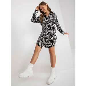 Black and white animal patterned shirt dress Amarillo RUE PARIS