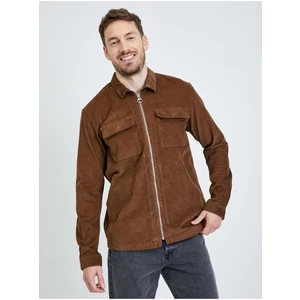 Brown Men's Corduroy Outerwear With Tom Tailor Denim Zipper - Men's