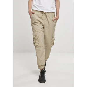 Ladies High Waist Crinkle Nylon Cargo Pants Concrete