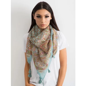 Scarf with fringes and mint print