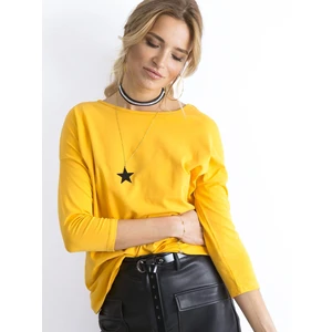 Basic blouse with 3/4 sleeves, dark yellow