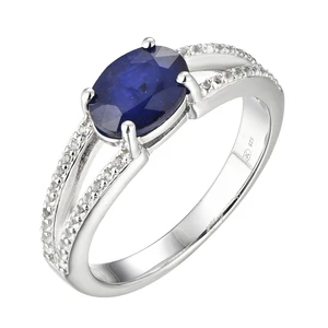 Brilio Silver Nádherný strieborný prsteň so zafírom Precious Stone SR09004B 50 mm