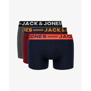 Jack&Jones 3 PACK - pánské boxerky JACLICHFIELD 12113943 Burgundy XL